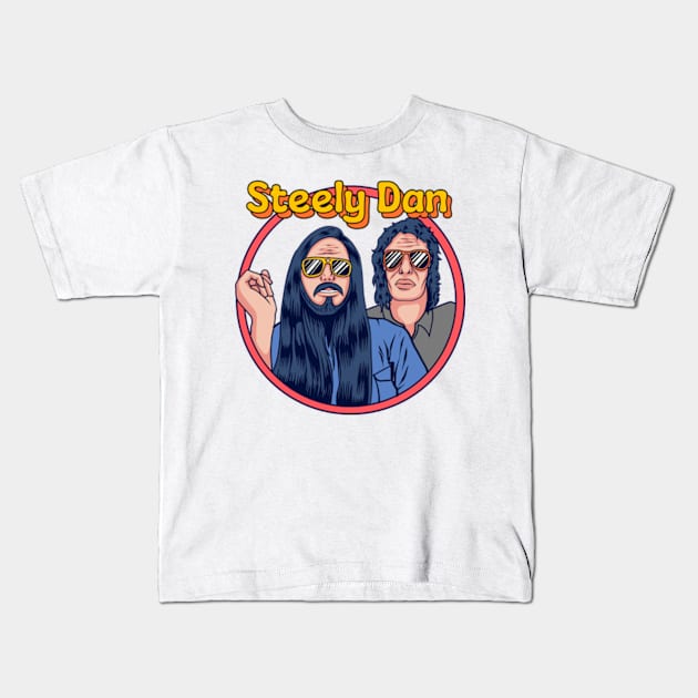 Retro Style Steely Dan Cartoon Design Kids T-Shirt by BlockersPixel